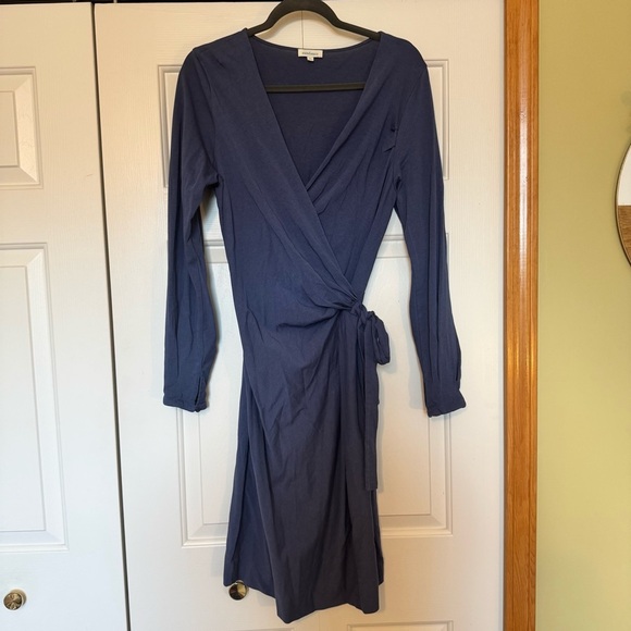 Sundance Always Right Dress Faux Wrap Womens Size XL Blue Cotton Modal Midi - Picture 2 of 7